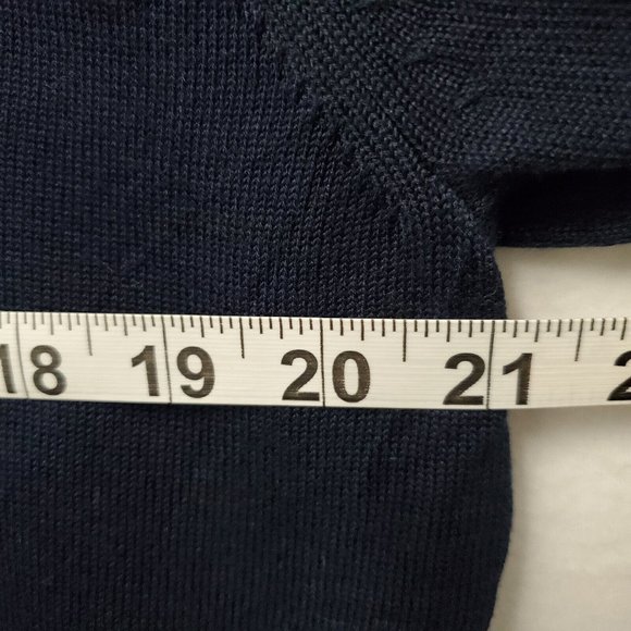 BROOKS BROTHERS Mens L Navy Blue Pullover Sweater V Neck Silk Blend - Picture 3 of 8